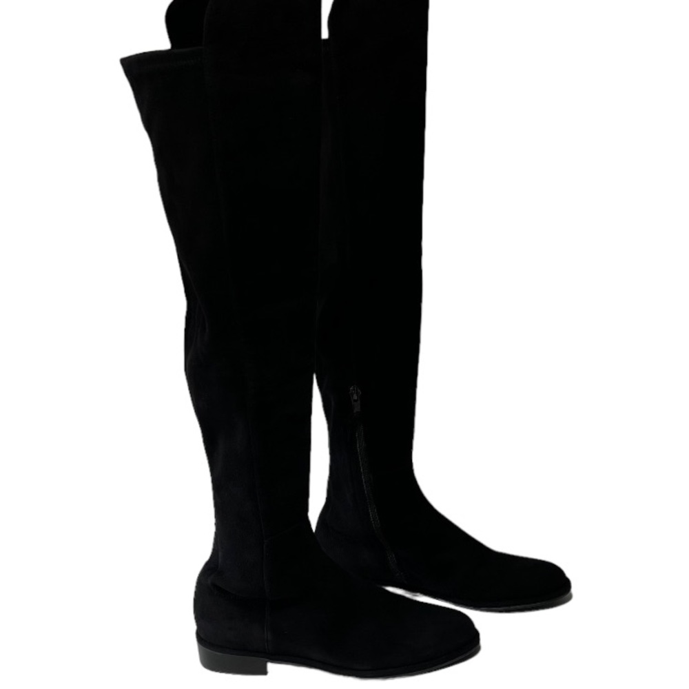 Stuart Weitzman Allgood Black Suede Over The Knee Flat Boots NWOB 6